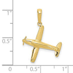 FJC Finejewelers 10 kt Yellow Gold 3-D Low-Wing Airplane Charm 24 x 19 mm