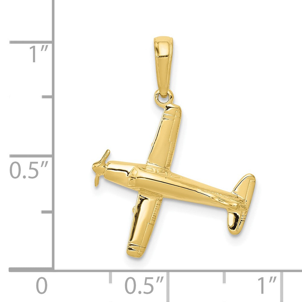 FJC Finejewelers 10 kt Yellow Gold 3-D Low-Wing Airplane Charm 24 x 19 mm