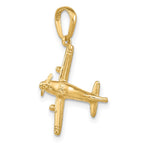 FJC Finejewelers 10 kt Yellow Gold 3-D Low-Wing Airplane Charm 24 x 19 mm