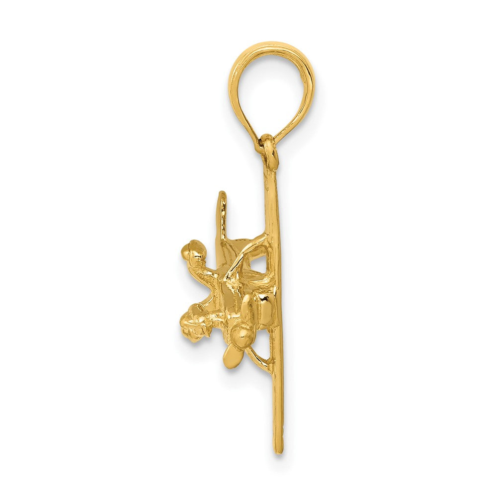 FJC Finejewelers 10 kt Yellow Gold 3-D High-Wing Airplane Charm 29 x 19 mm