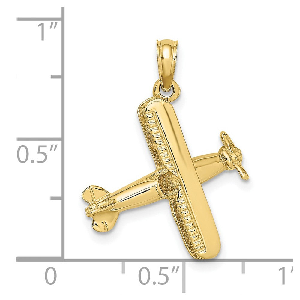 FJC Finejewelers 10 kt Yellow Gold 3-D Bi-Plane Charm 18 x 18 mm