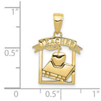 FJC Finejewelers 10 kt Yellow Gold Polished Flat-Backed Teacher Frame Charm 21 x 16 mm