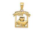FJC Finejewelers 10 kt Yellow Gold Polished Flat-Backed Teacher Frame Charm 21 x 16 mm