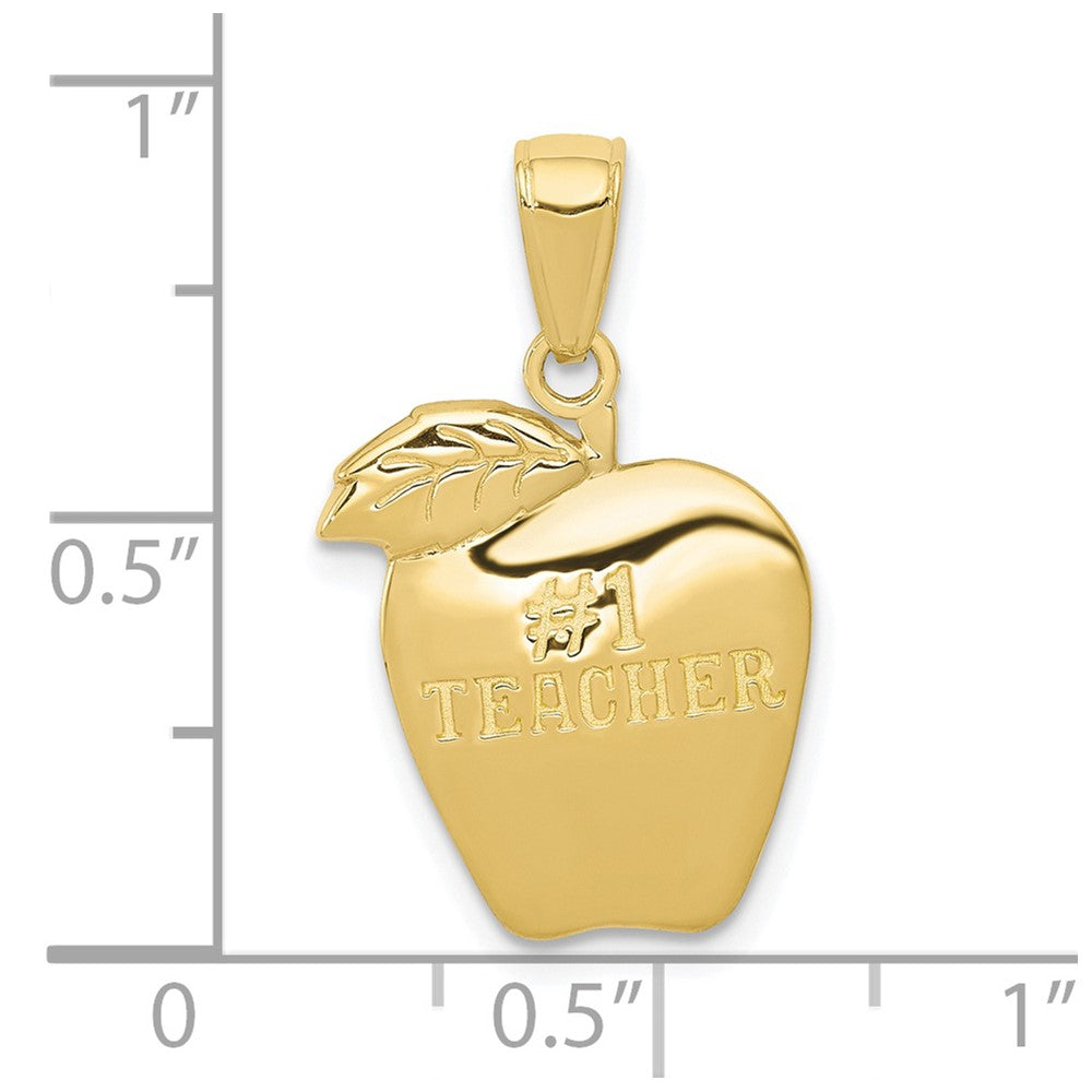 FJC Finejewelers 10 kt Yellow Gold #1 Teacher Apple Charm 22 x 14 mm