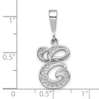 FJC Finejewelers 10 kt White Gold Filigree Initial E Charm 30 x 17 mm