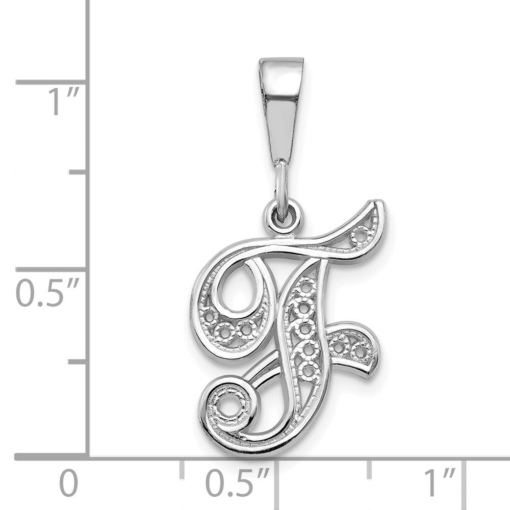 FJC Finejewelers 10 kt White Gold Filigree Initial F Charm 30 x 17 mm
