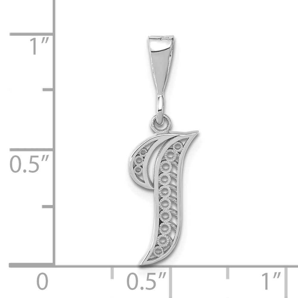 FJC Finejewelers 10 kt White Gold Filigree Initial I Charm