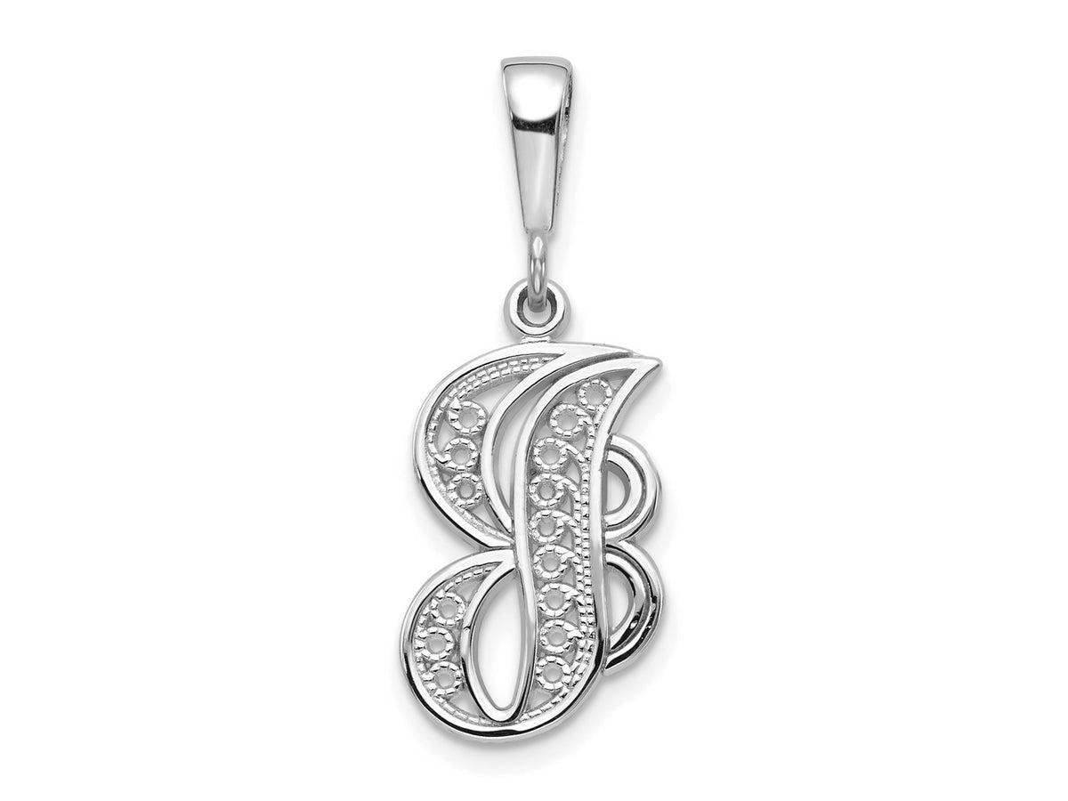 FJC Finejewelers 10 kt White Gold Filigree Initial J Charm 30 x 17 mm