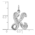 FJC Finejewelers 10 kt White Gold Filigree Initial K Charm 30 x 17 mm