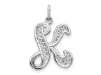 FJC Finejewelers 10 kt White Gold Filigree Initial K Charm 30 x 17 mm