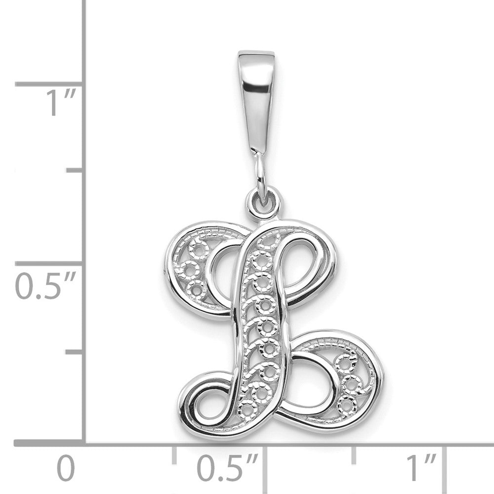 FJC Finejewelers 10 kt White Gold Filigree Initial L Charm 30 x 17 mm