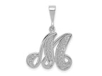 FJC Finejewelers 10 kt White Gold Filigree Initial M Charm 30 x 17 mm