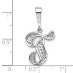 FJC Finejewelers 10 kt White Gold Filigree Initial T Charm 30 x 17 mm