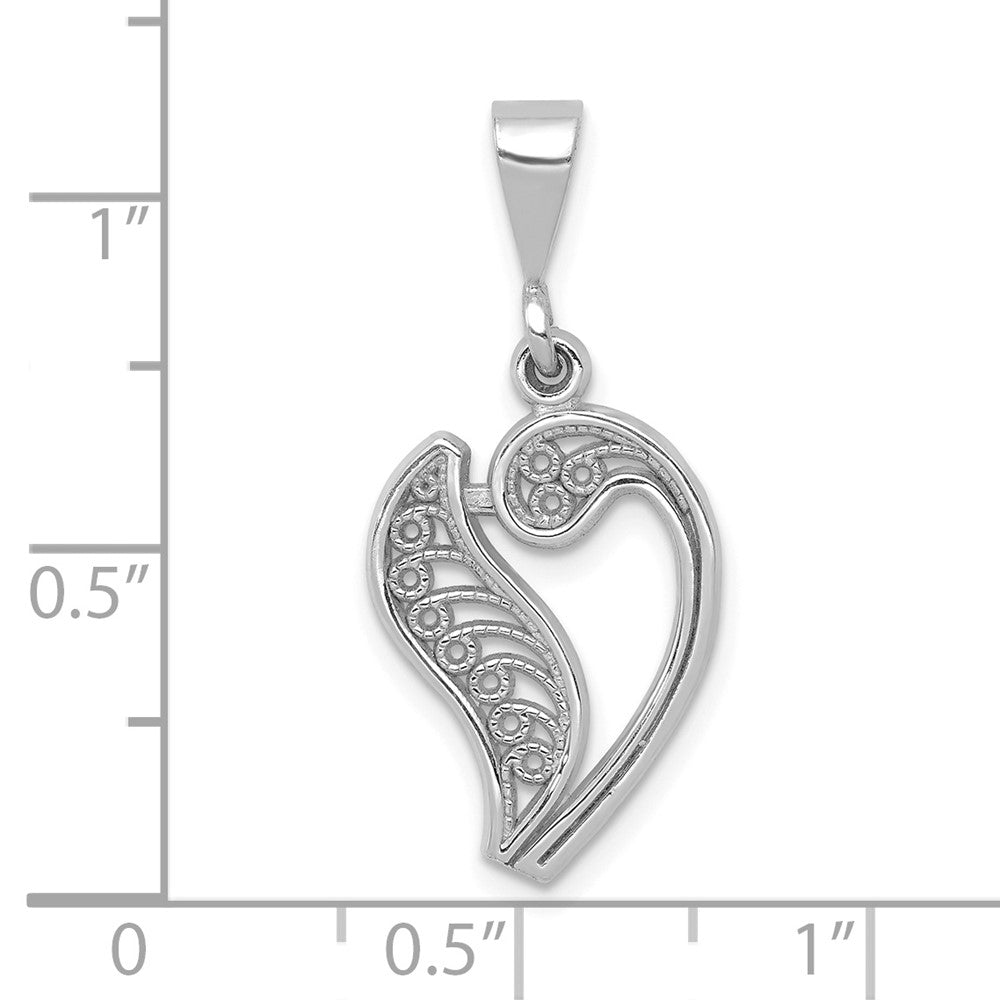 FJC Finejewelers 10 kt White Gold Filigree Initial V Charm 30 x 17 mm