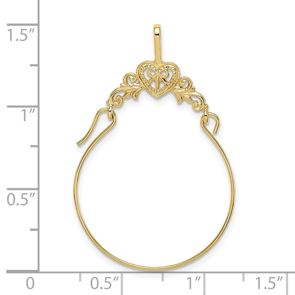 FJC Finejewelers 10 kt Yellow Gold Polished Filigree Heart Charm Holder 35 x 24 mm