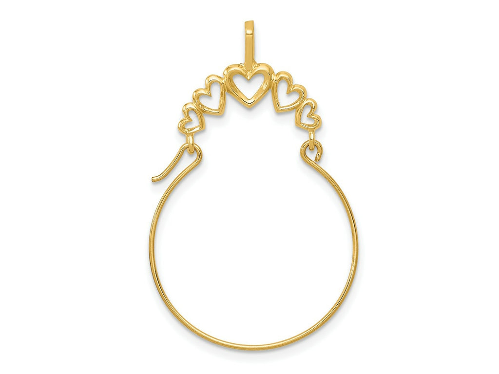 FJC Finejewelers 10 kt Yellow Gold Polished 5-Heart Charm Holder 35 x 15 mm