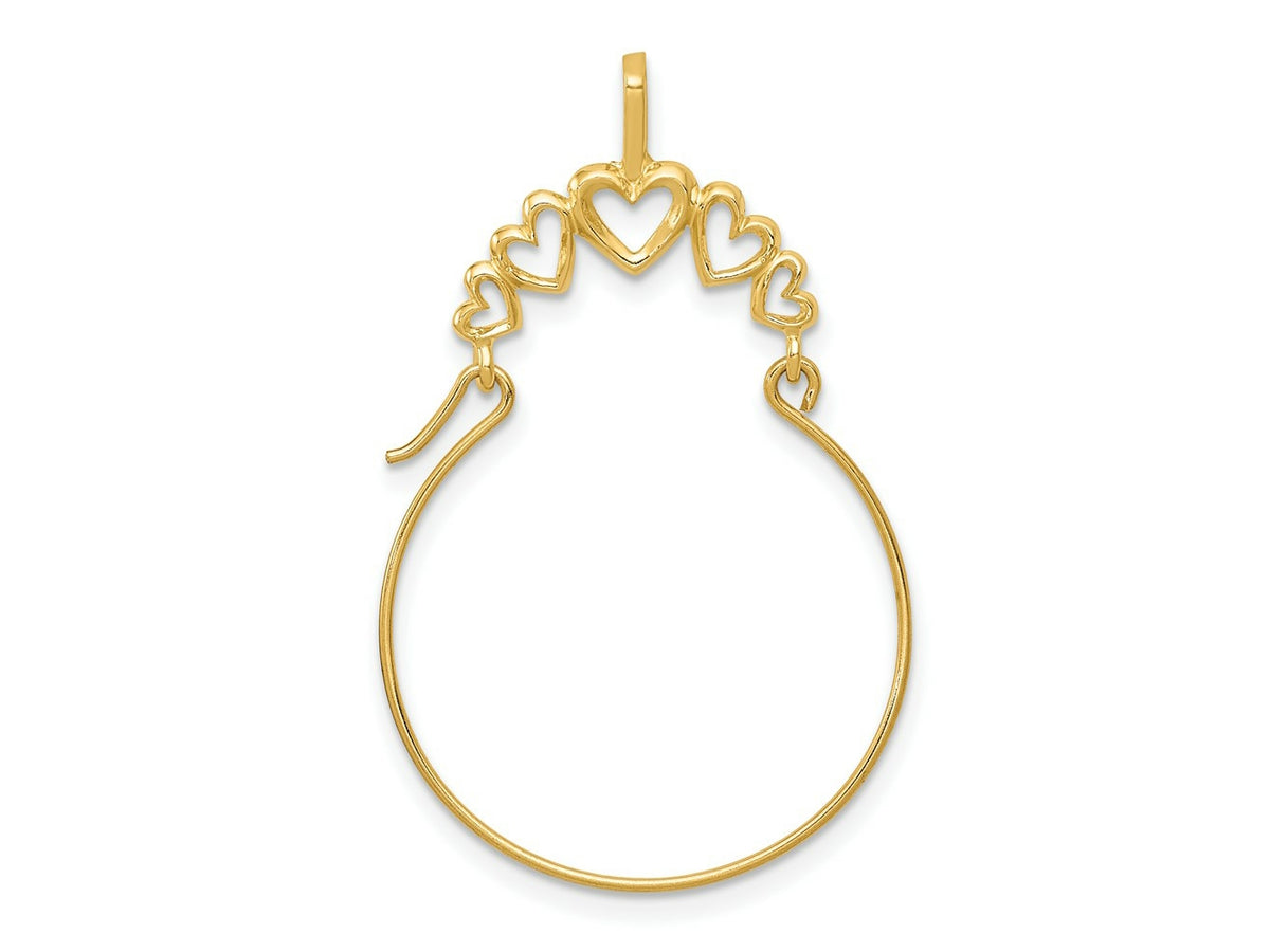 FJC Finejewelers 10 kt Yellow Gold Polished 5-Heart Charm Holder 35 x 15 mm