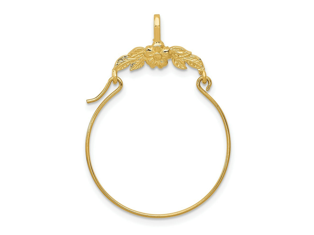 FJC Finejewelers 10 kt Yellow Gold Polished Floral Charm Holder 30 x 25 mm