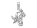 FJC Finejewelers 10 kt White Gold Themed Solid Seahorse and Starfish Charm 13.5 mm x 11.5 mm
