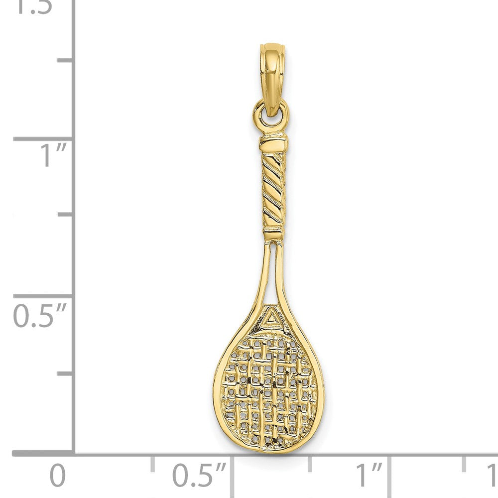 FJC Finejewelers 10 kt Yellow Gold Solid Polished 3-D Tennis Racquet Charm 28 x 9 mm