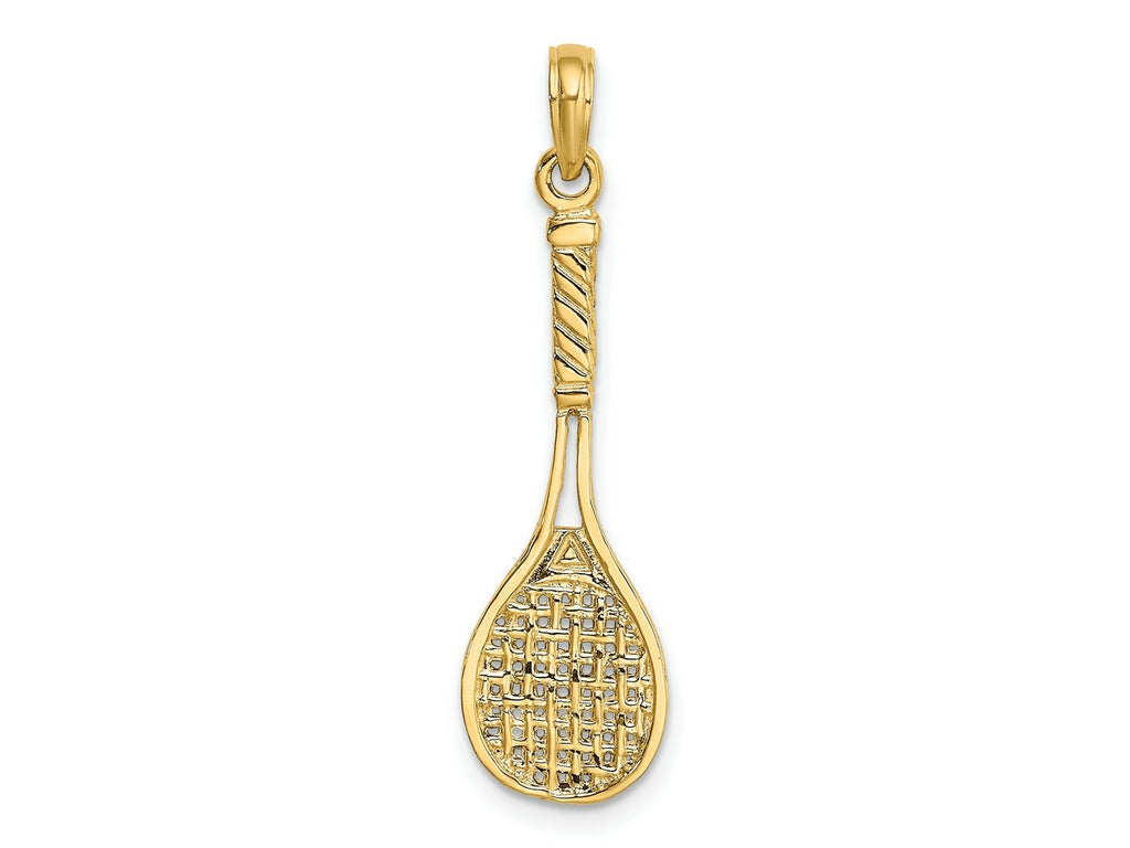 FJC Finejewelers 10 kt Yellow Gold Solid Polished 3-D Tennis Racquet Charm 28 x 9 mm