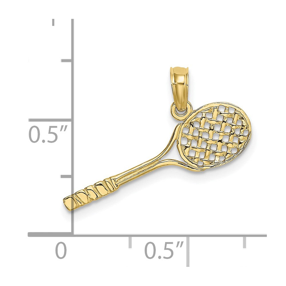 FJC Finejewelers 10 kt Yellow Gold Solid Polished 3-D Tennis Racquet Charm 7 x 23 mm