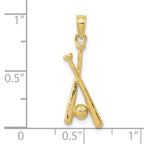 FJC Finejewelers 10 kt Yellow Gold Polished Open-Backed Bats and Baseball Charm 24 x 10 mm