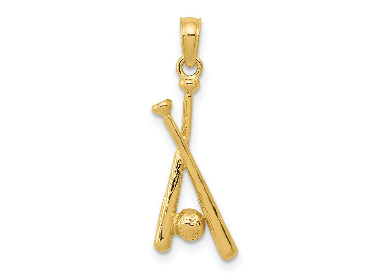 FJC Finejewelers 10 kt Yellow Gold Polished Open-Backed Bats and Baseball Charm 24 x 10 mm