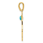 FJC Finejewelers 10 kt Yellow Gold Turquoise Filigree Chamseh Charm 35 x 15 mm
