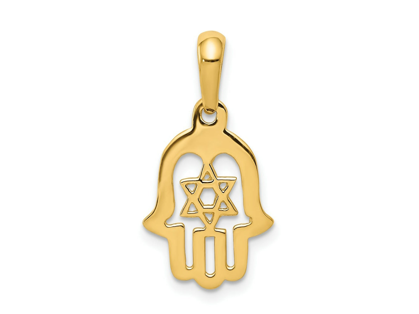 FJC Finejewelers 10 kt Yellow Gold Star of David Chamseh Charm 25 x 11 mm