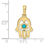 FJC Finejewelers 10 kt Yellow Gold Turquoise Chamseh Charm 25 x 13 mm