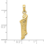 FJC Finejewelers 10 kt Yellow Gold Torah with Star of David Charm 30 x 6 mm