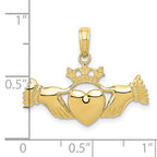 FJC Finejewelers 10 kt Yellow Gold Polished Claddagh Charm 21 x 28 mm
