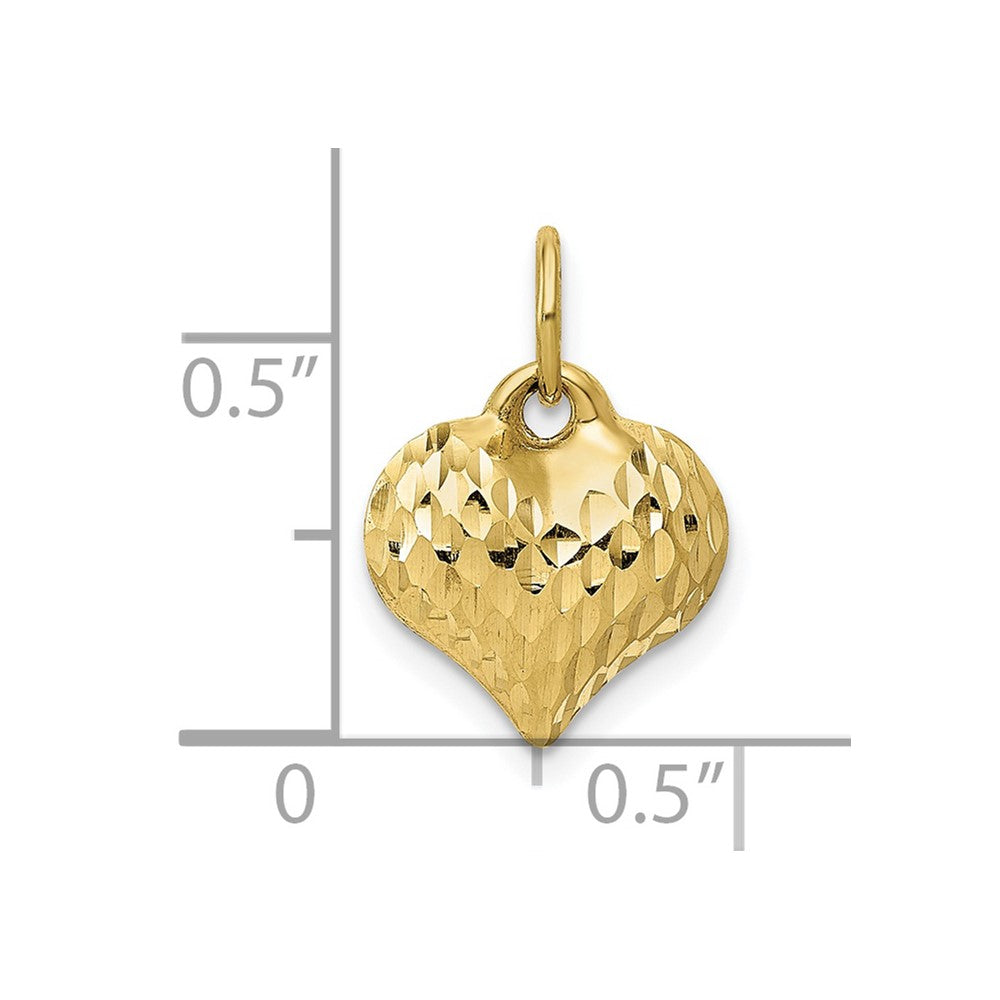 FJC Finejewelers 10 kt Yellow Gold Polished and Textured 3-D Heart Charm 14 x 11 mm