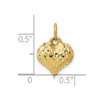FJC Finejewelers 10 kt Yellow Gold Polished and Textured 3-D Heart Charm 14 x 11 mm