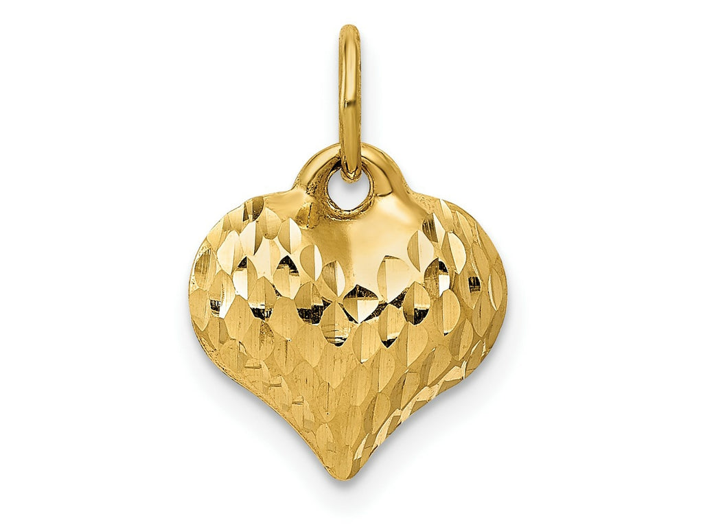FJC Finejewelers 10 kt Yellow Gold Polished and Textured 3-D Heart Charm 14 x 11 mm