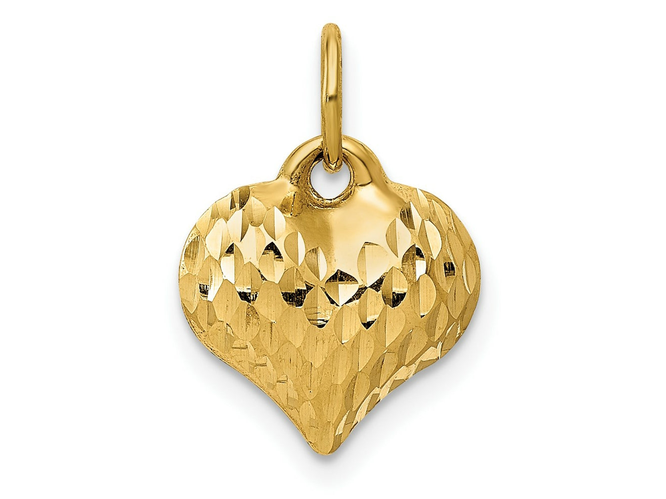 FJC Finejewelers 10 kt Yellow Gold Polished and Textured 3-D Heart Charm 14 x 11 mm