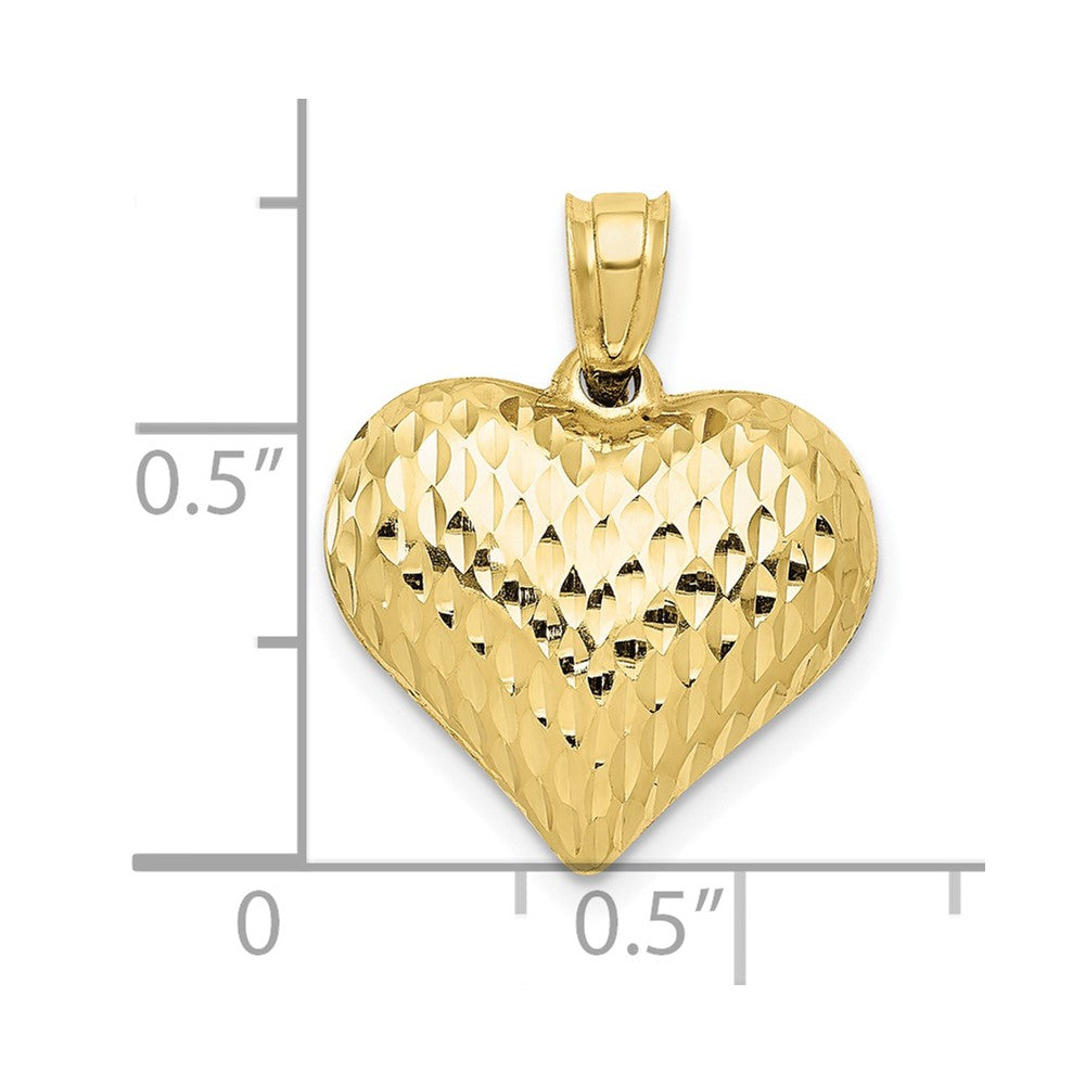 FJC Finejewelers 10 kt Yellow Gold Polished and Textured 3-D Heart Charm 20 x 16 mm