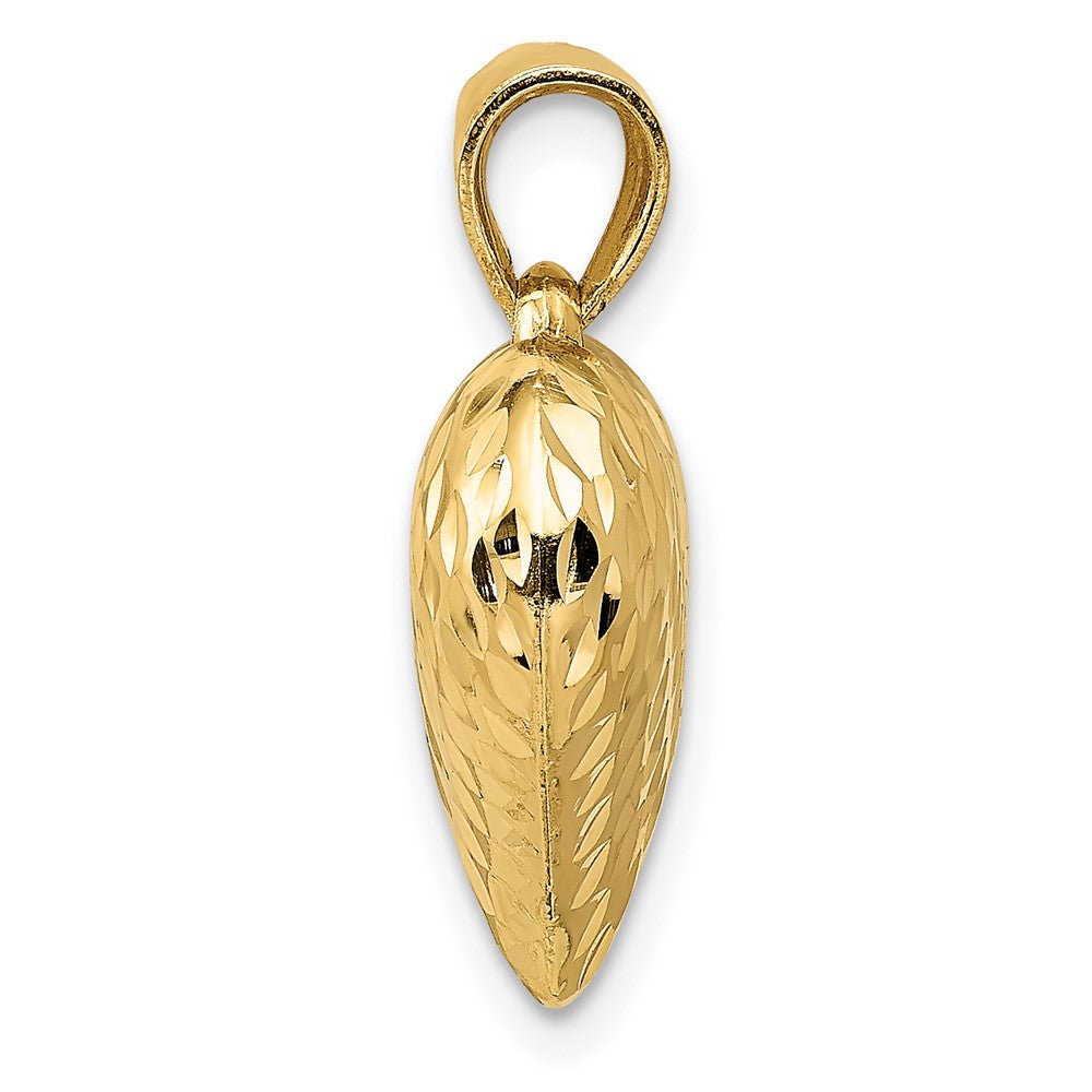 FJC Finejewelers 10 kt Yellow Gold Polished and Textured 3-D Heart Charm 20 x 16 mm
