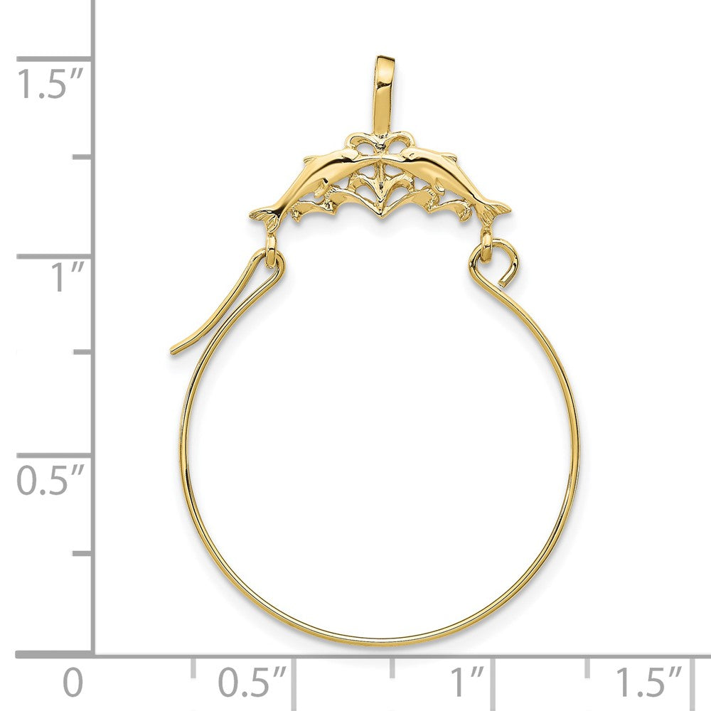 FJC Finejewelers 10 kt Yellow Gold Double Dolphins Charm Holder Charm 35 x 25 mm
