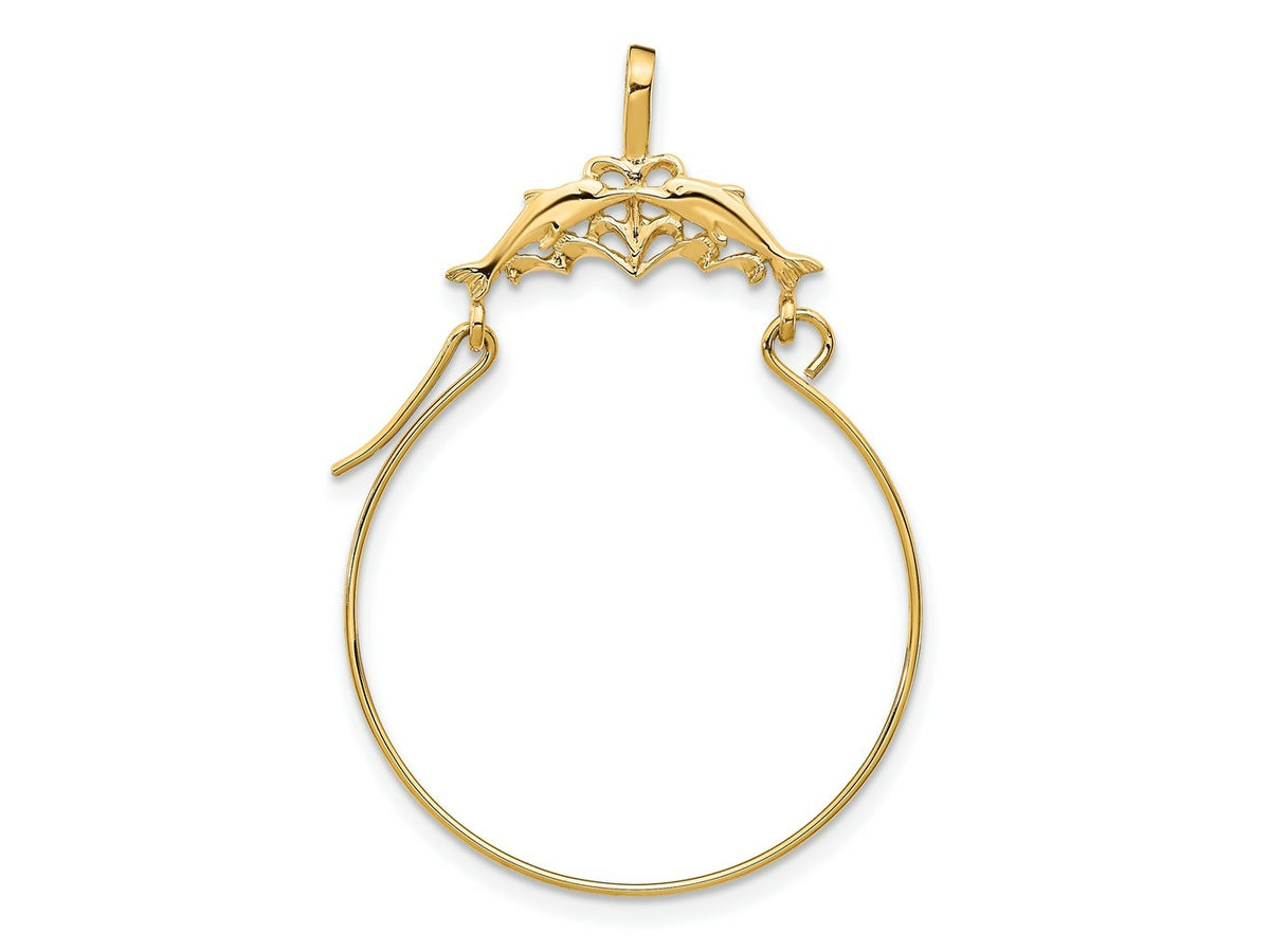 FJC Finejewelers 10 kt Yellow Gold Double Dolphins Charm Holder Charm 35 x 25 mm