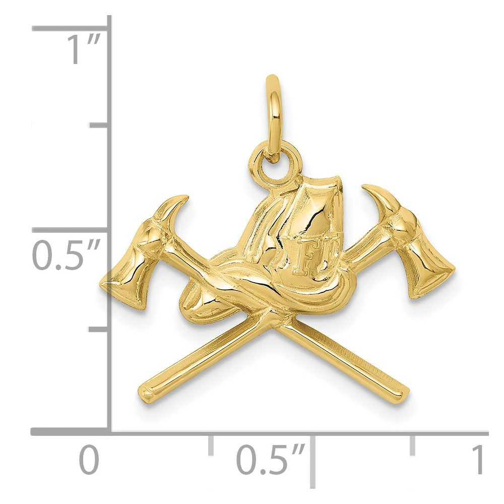 FJC Finejewelers 10 kt Yellow Gold Fire Department Charm 20 x 21 mm