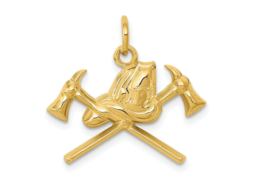 FJC Finejewelers 10 kt Yellow Gold Fire Department Charm 20 x 21 mm