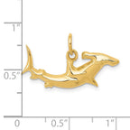 FJC Finejewelers 10 kt Yellow Gold Hammerhead Shark Charm 14 x 25 mm