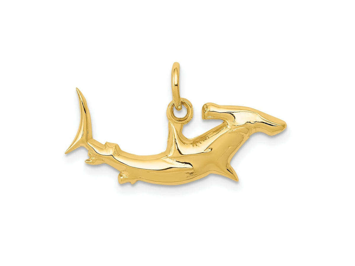 FJC Finejewelers 10 kt Yellow Gold Hammerhead Shark Charm 14 x 25 mm