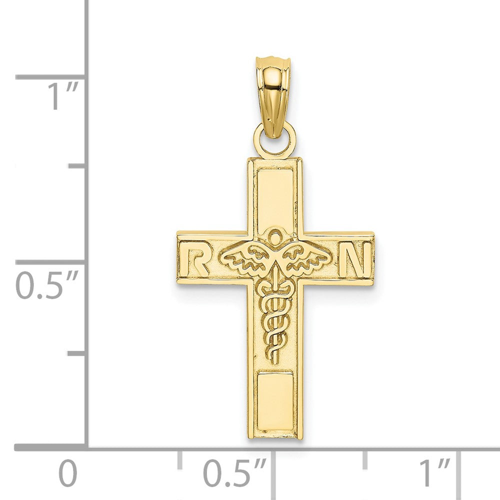 FJC Finejewelers 10 kt Yellow Gold RN Caduceus Cross Charm 18 x 12 mm