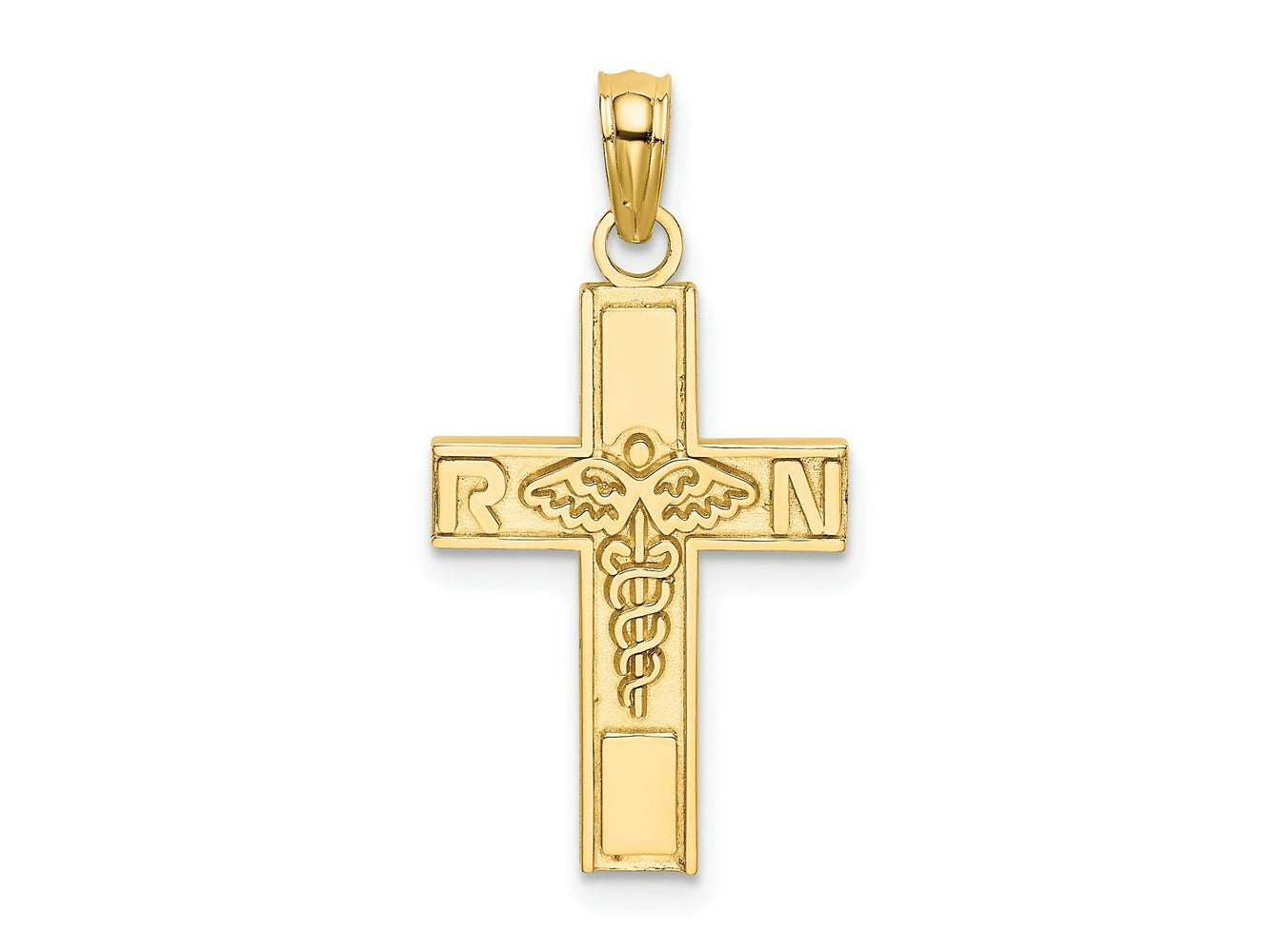 FJC Finejewelers 10 kt Yellow Gold RN Caduceus Cross Charm 18 x 12 mm