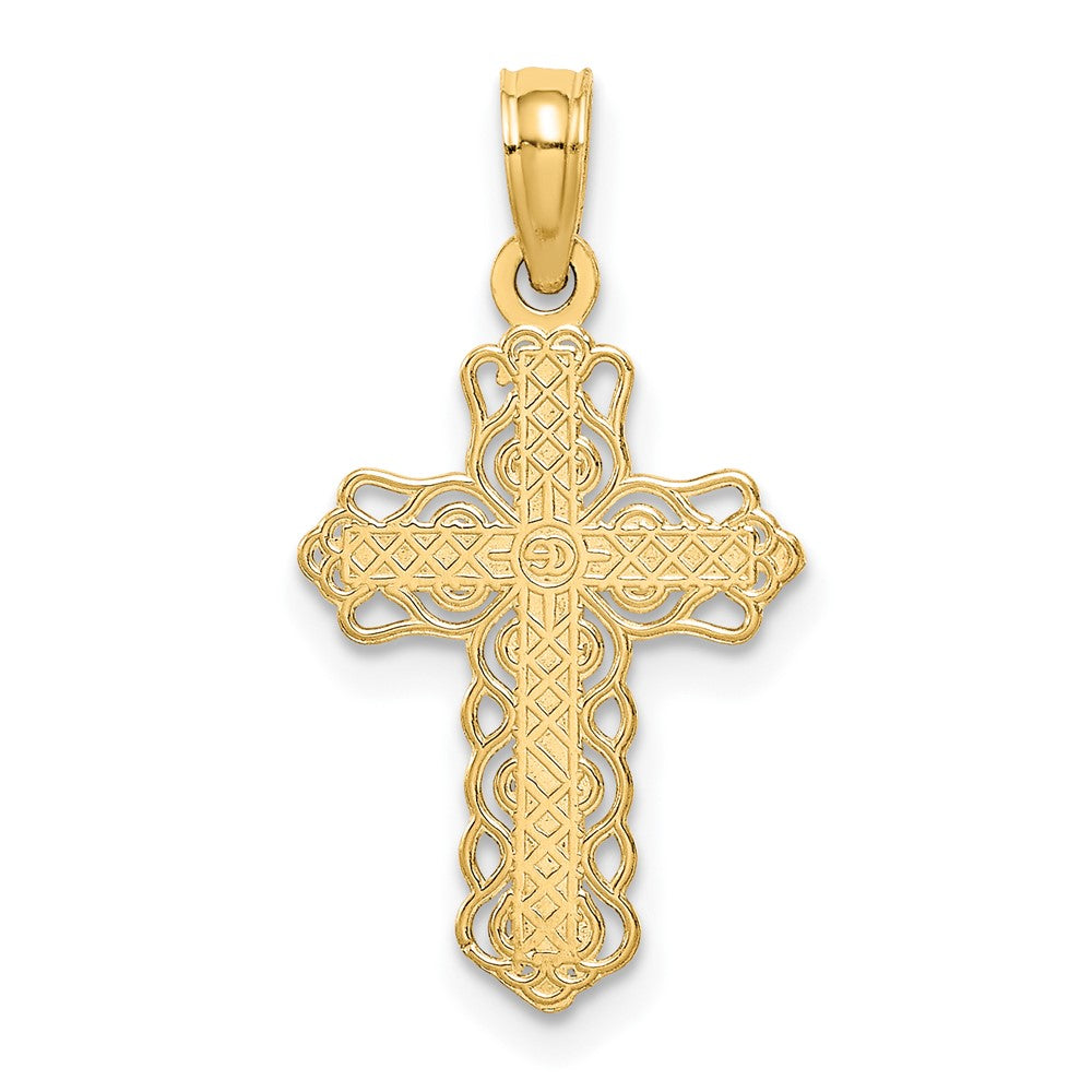 FJC Finejewelers 10 kt Yellow Gold Budded Cross Charm 23 x 11 mm