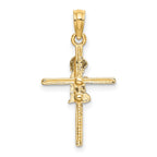 FJC Finejewelers 10 kt Yellow Gold Praying Boy Cross Charm 24 x 14 mm
