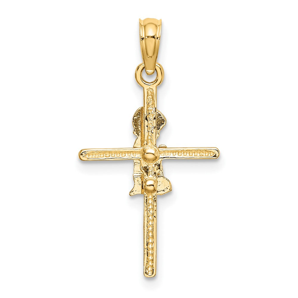 FJC Finejewelers 10 kt Yellow Gold Praying Boy Cross Charm 24 x 14 mm